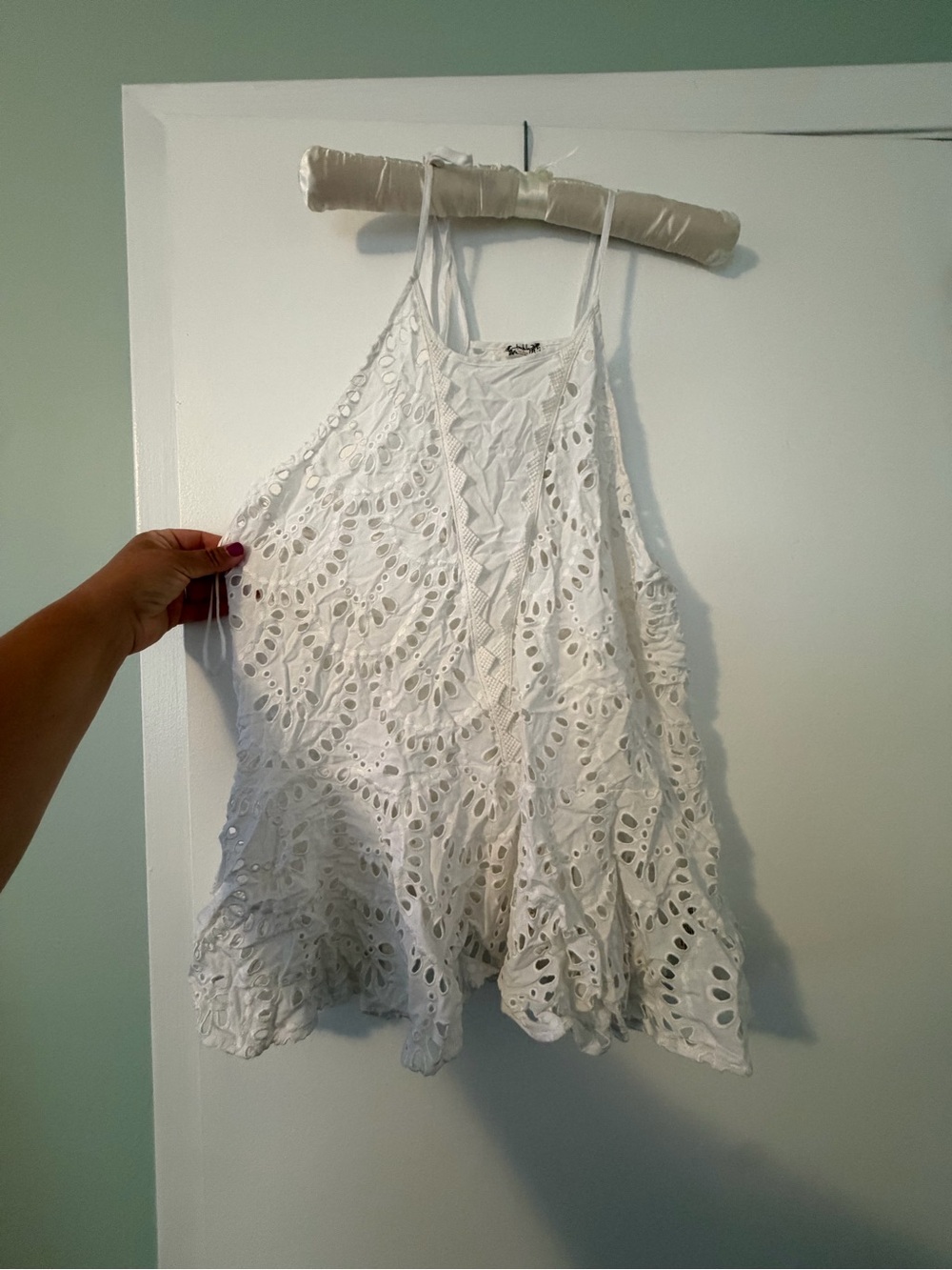 Free People Intimately White Eyelet Halter Top